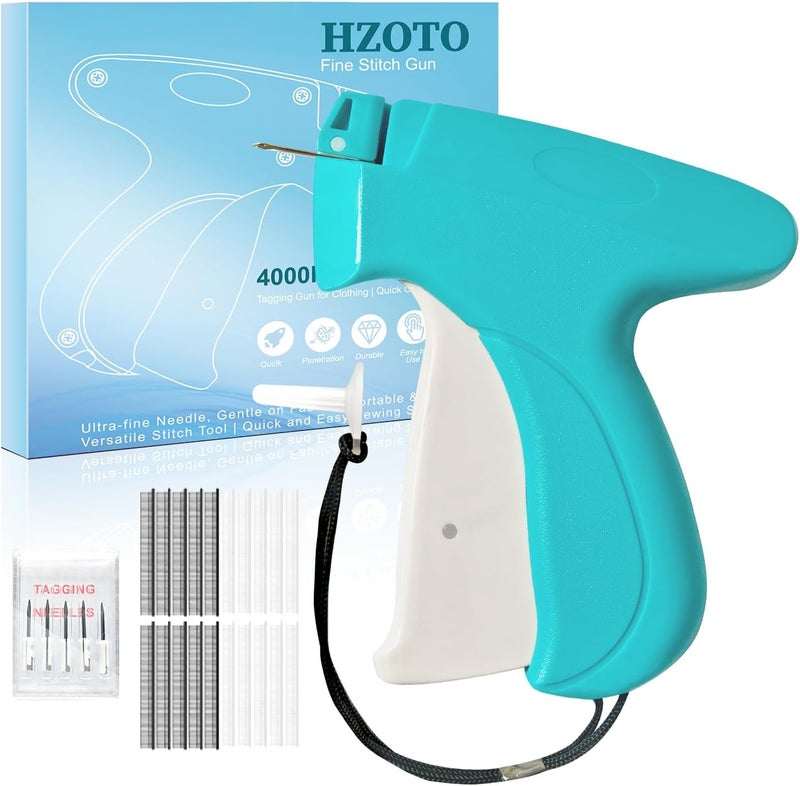 HZOTO Mini Stitch Gun for Clothes, Tagging Gun & Easy Stitch Hemming Gun for Clothing, Quick Cloth Fixer Tool Kit with 2 Needles, 1500 Black & 1500 White Plastics Fasteners - Image 1